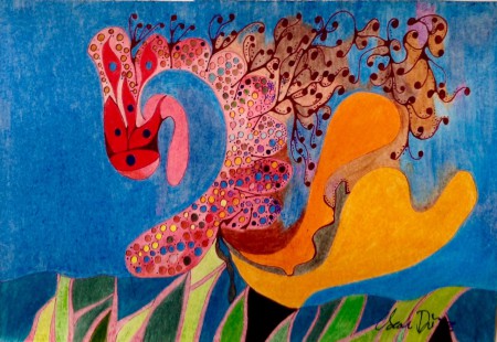 168✨ TÍTULO : "SIN TITULO", TÉCNICA : LÁPIZ DE CRAYÓN, GRASA Y ACUARELA. TINTA CHINA. FIJADOR. (16 x 23 cms ).      120€