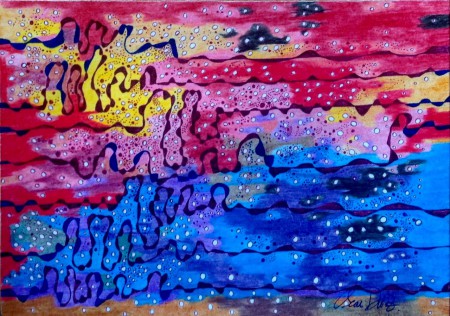 170✨ TÍTULO : "CIELO", TÉCNICA : LÁPIZ DE CRAYÓN, GRASA Y ACUARELA. TINTA CHINA. FIJADOR. (16,2 x 23cms ).      100€